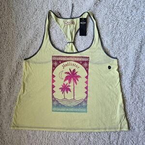 Hollister Womens Pastel Yellow Tank with Palm Graphic Size L